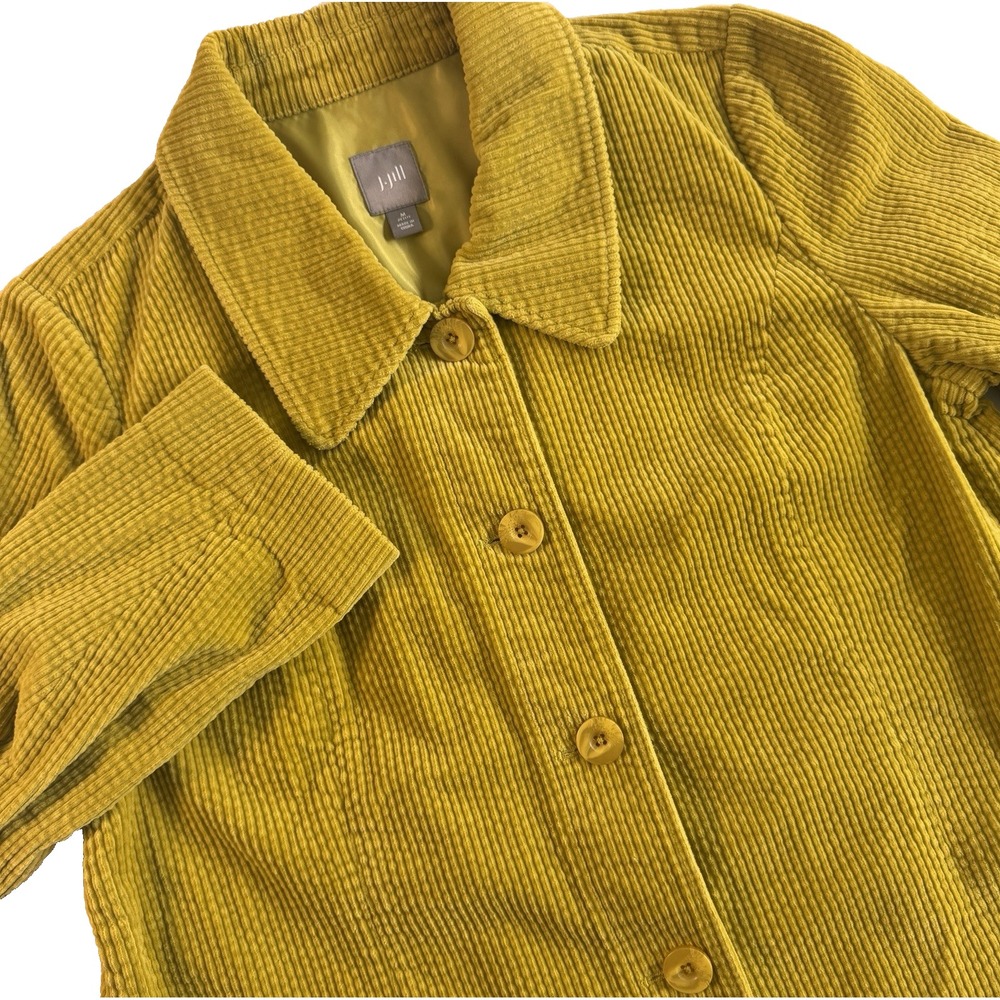 J Jill Corduroy Shacket Button Coat Women's M Petite Gold Mustard Yellow